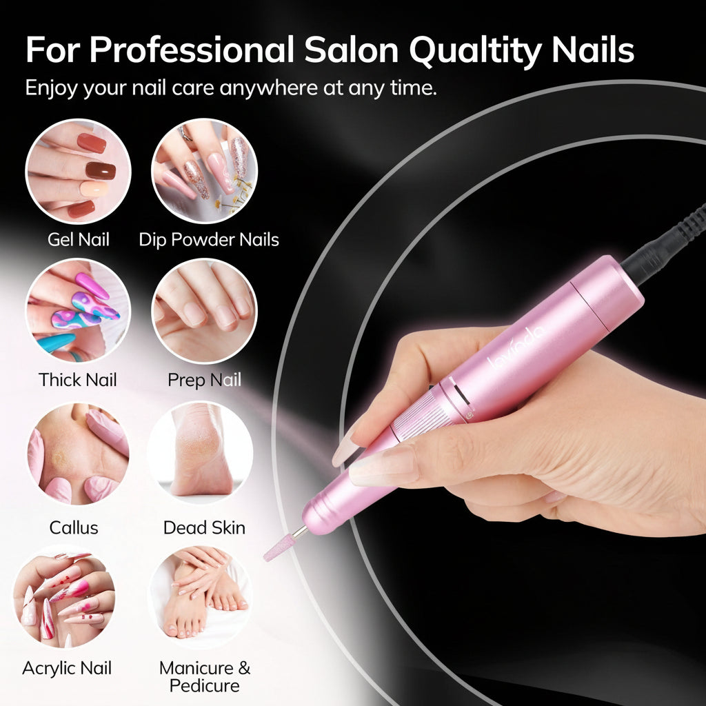 Wand™ Ease Nail Drill - Metallic Pink - 35,000 RPM Rechargeable by Lavinda