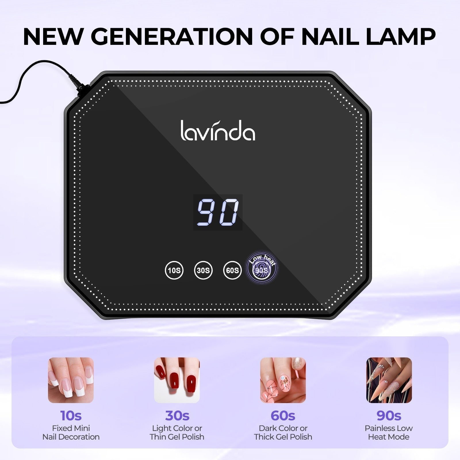 Lumina™ Nail Lamp - Black - Plug-in UV/LED by Lavinda