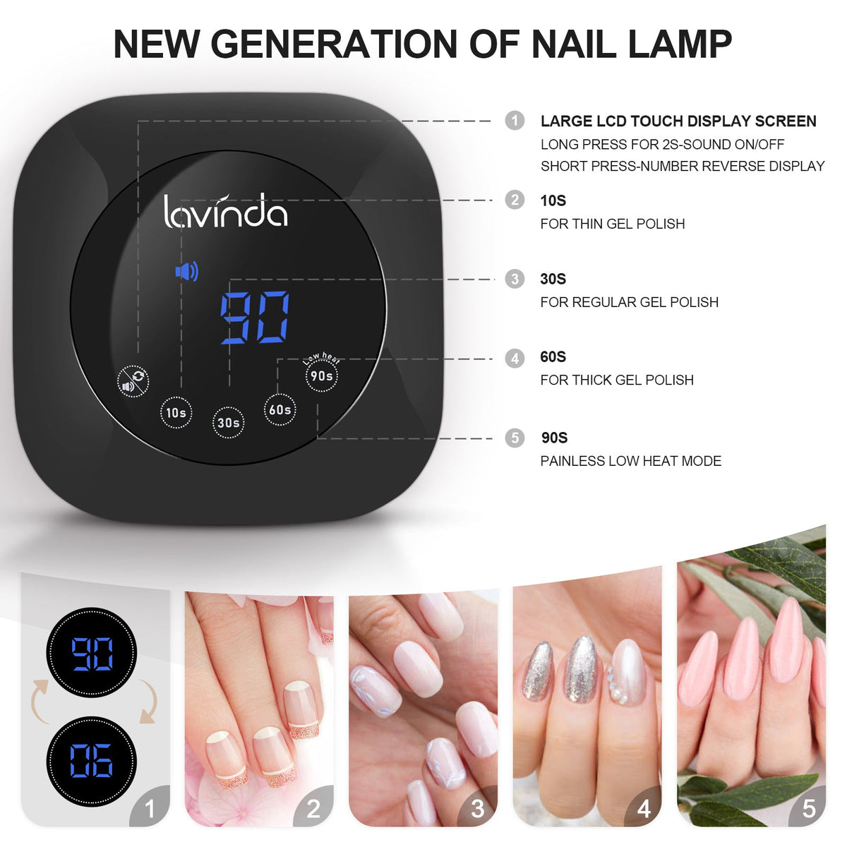 Crown™ Nail Lamp - Black - 54W Rechargeable UV/LED