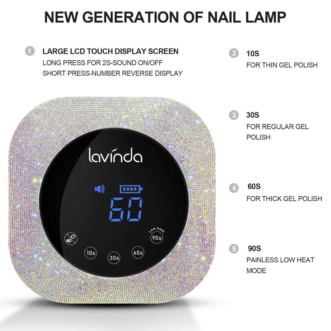 Crown™ Bling Nail Lamp - Crystal Diamond - 54W Rechargeable UV/LED