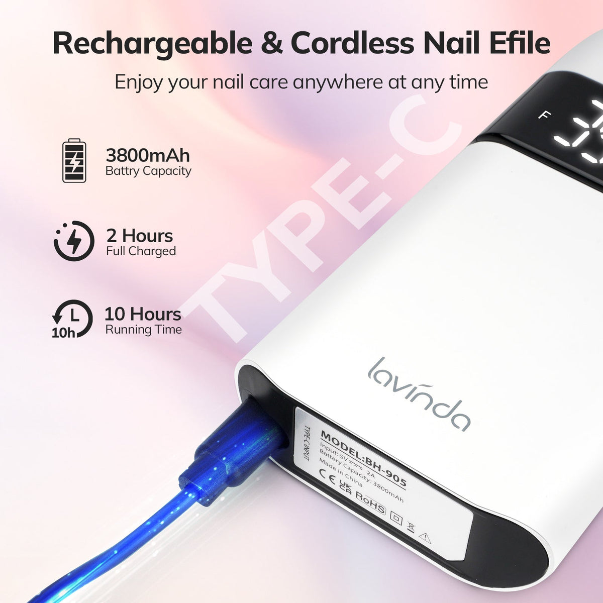 Wand™ Nail Drill - White - 35,000 RPM Rechargeable