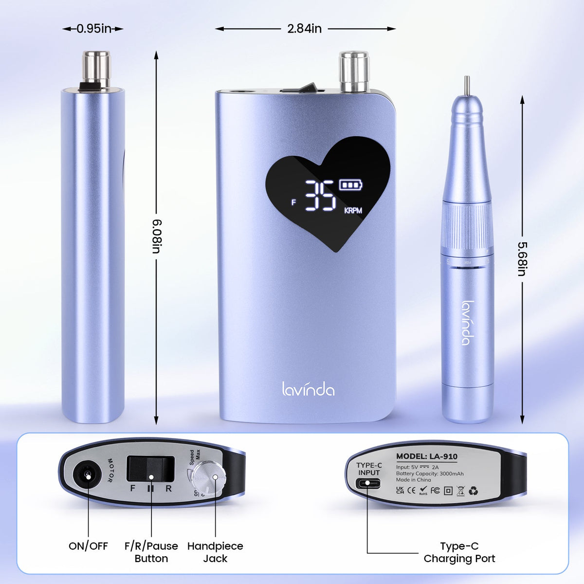 Wand™ Air Nail Drill - Purple - 35,000 RPM Rechargeable