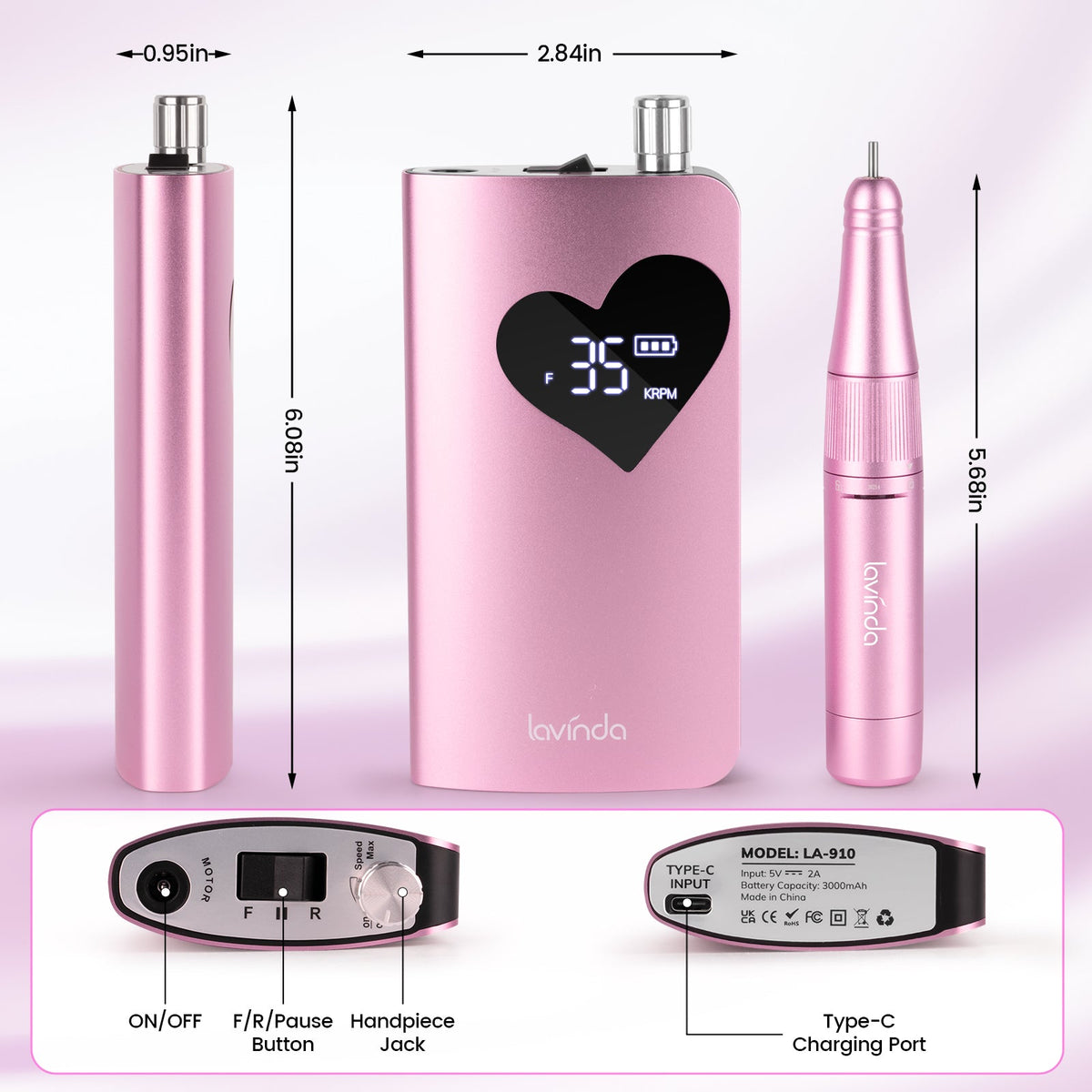 Wand™ Air Nail Drill - Pink - 35,000 RPM Rechargeable