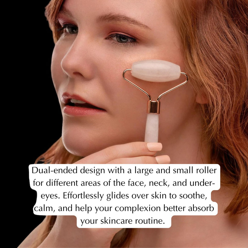 Rose Quartz Facial Roller – Dual-Ended Beauty Tool for Calming, Cooling & Skin Radiance by EpiLynx