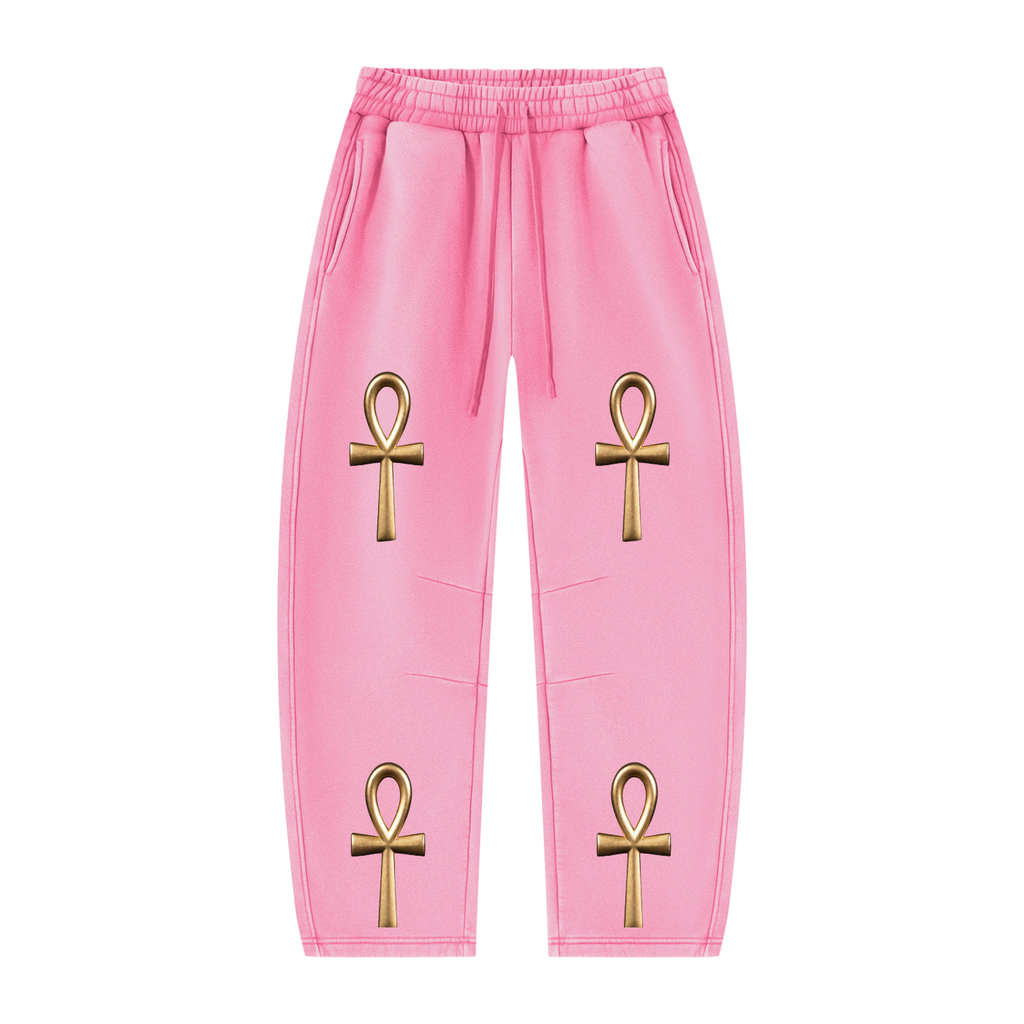 Unisex Vintage Wash Barrel Leg Fleece Sweatpants