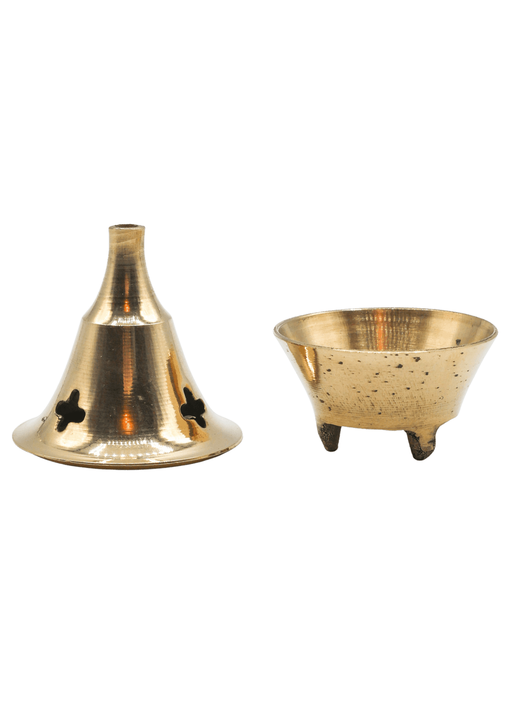 Small 2 Piece Brass Cone Incense Burner