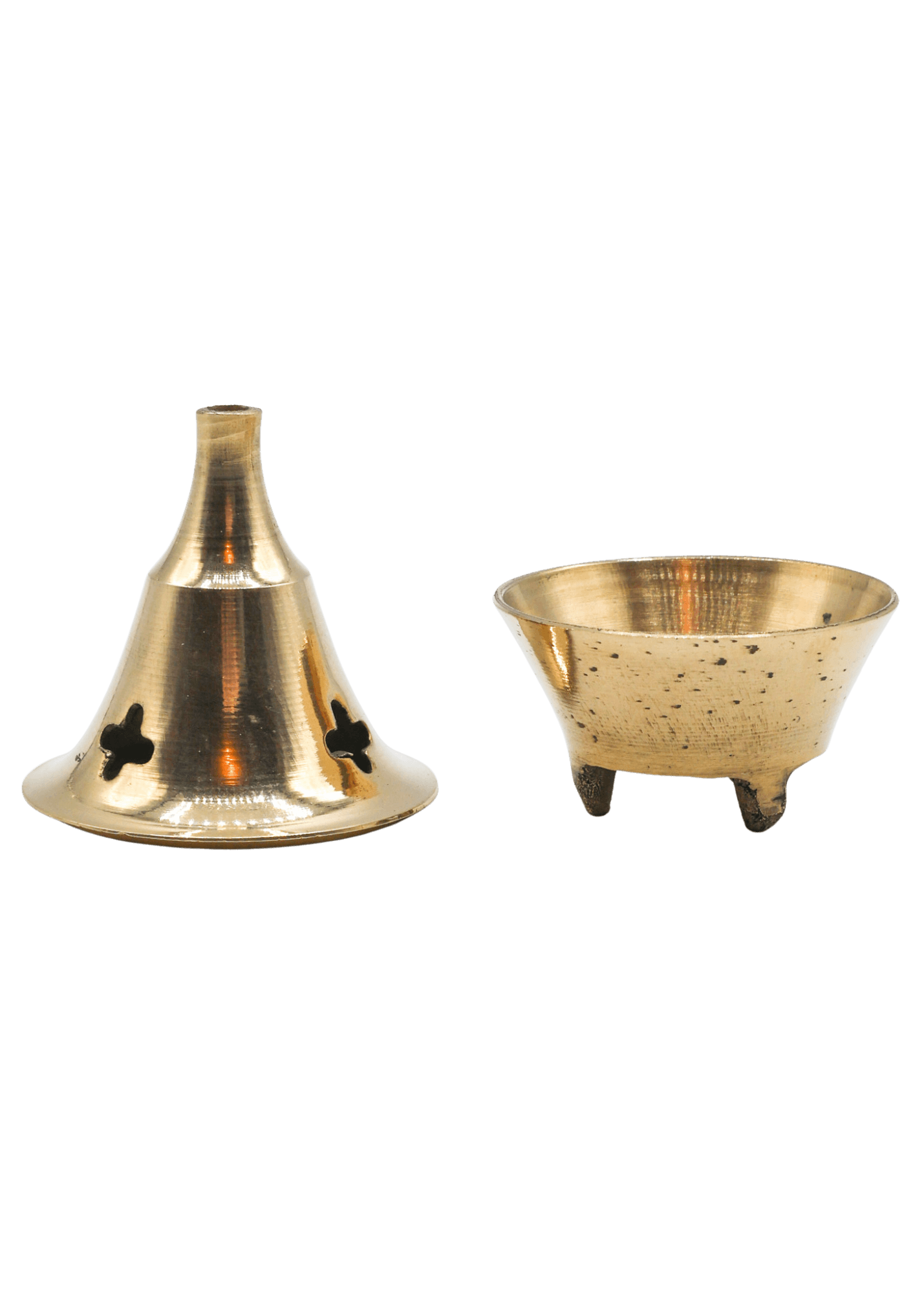 Small 2 Piece Brass Cone Incense Burner