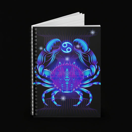 Bleu Aura: Cancer Spiral Notebook - Ruled Line - AetherLux.Shop