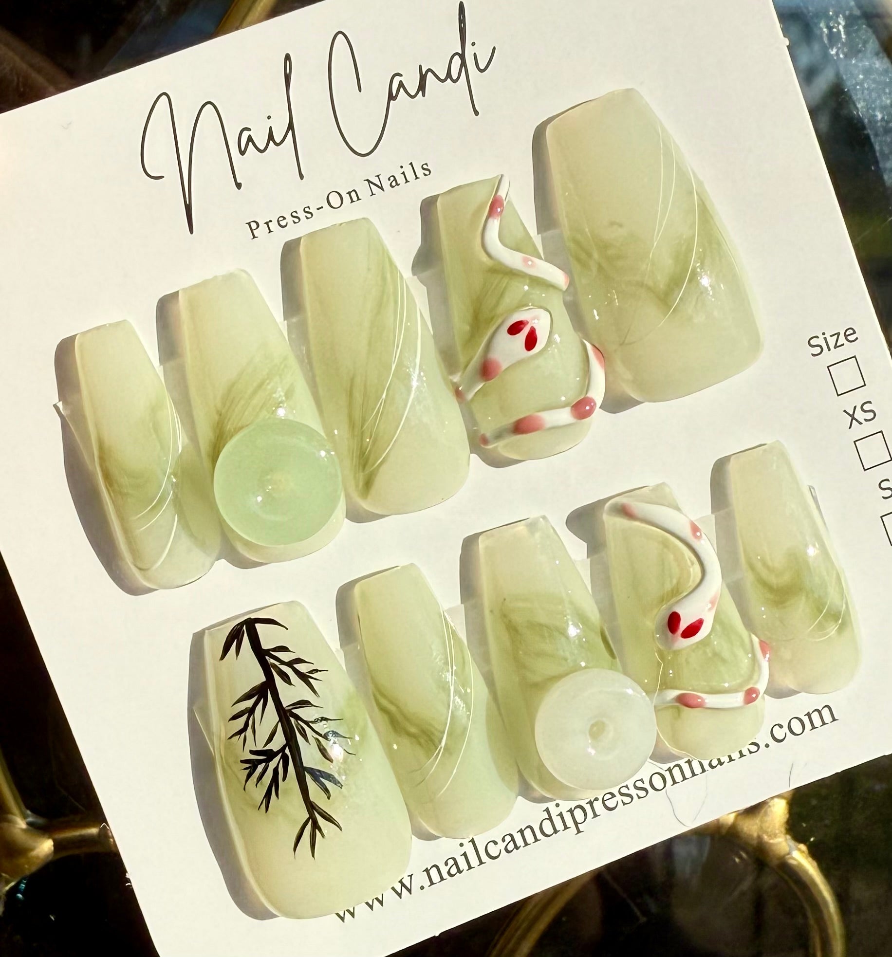 Handmade Long Coffin Jade Nails