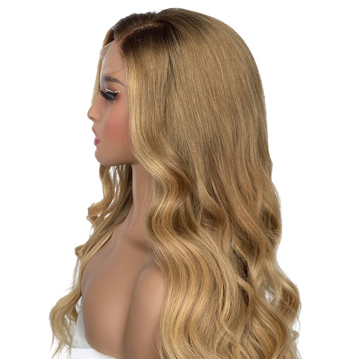 Honey Blonde Ombre Wavy 5x5 HD Lace 100% Human Hair Closure Wig by Private Label