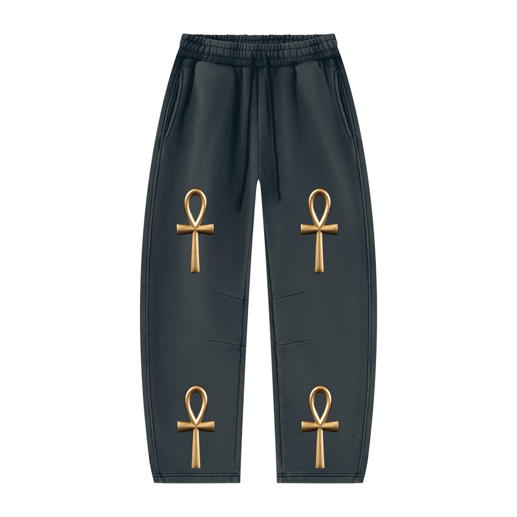 Unisex Vintage Wash Barrel Leg Fleece Sweatpants