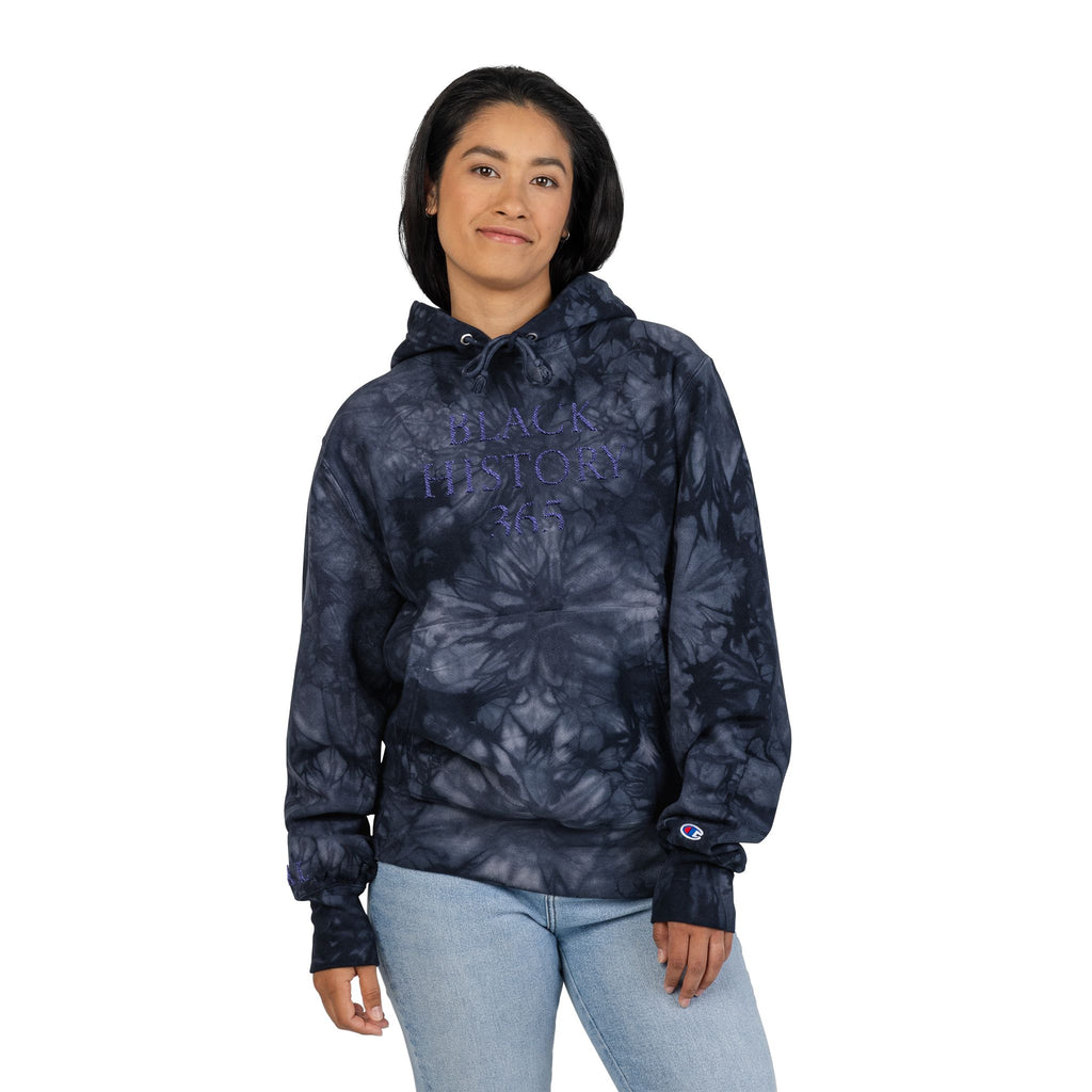 Black History 365 - Embroidered Navy Tie-Dye Hoodie