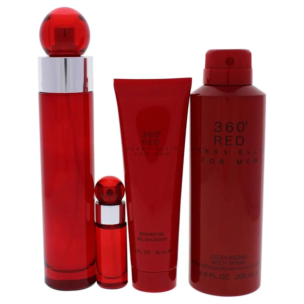 360 Red By Perry Ellis For Men 4Pcs Set EDT Spray by perfumesandrea