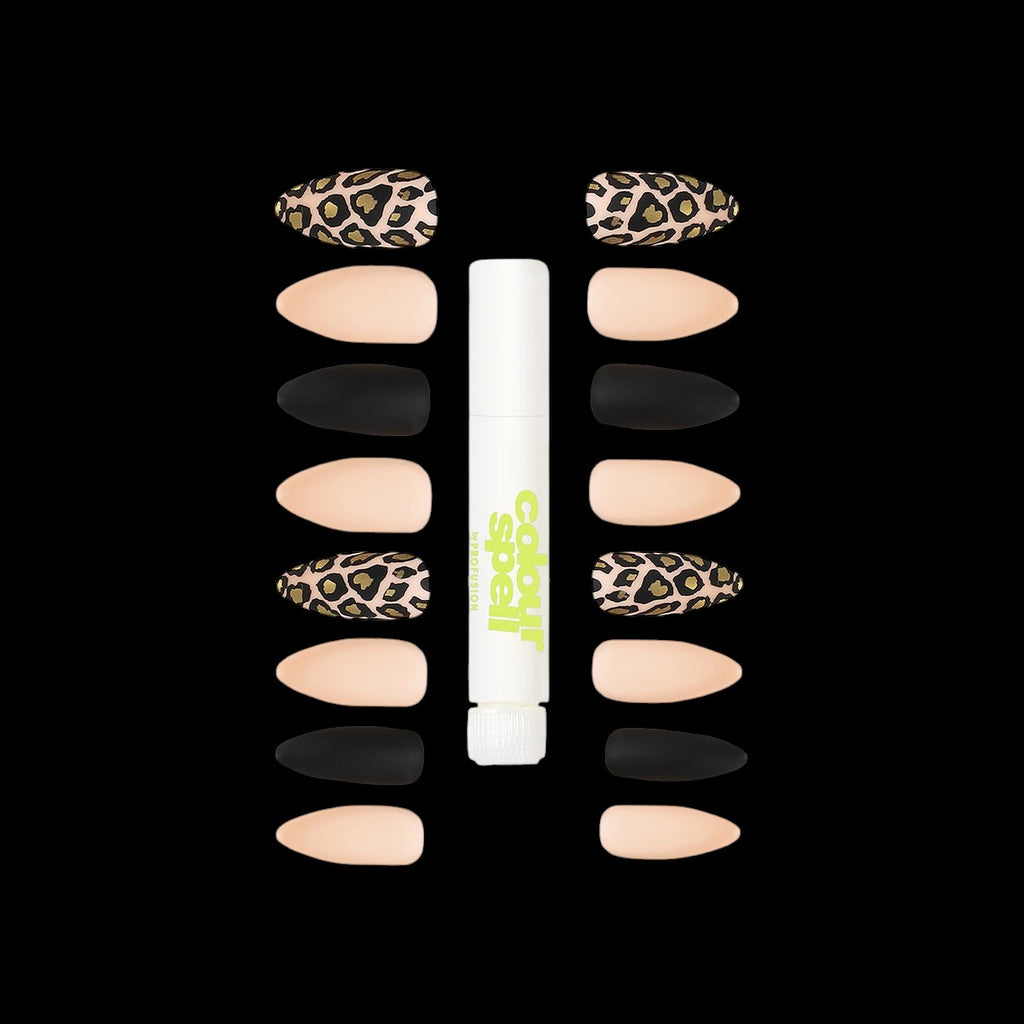 Press On Nails & Glue - Stiletto Cheetah by ColourSpell