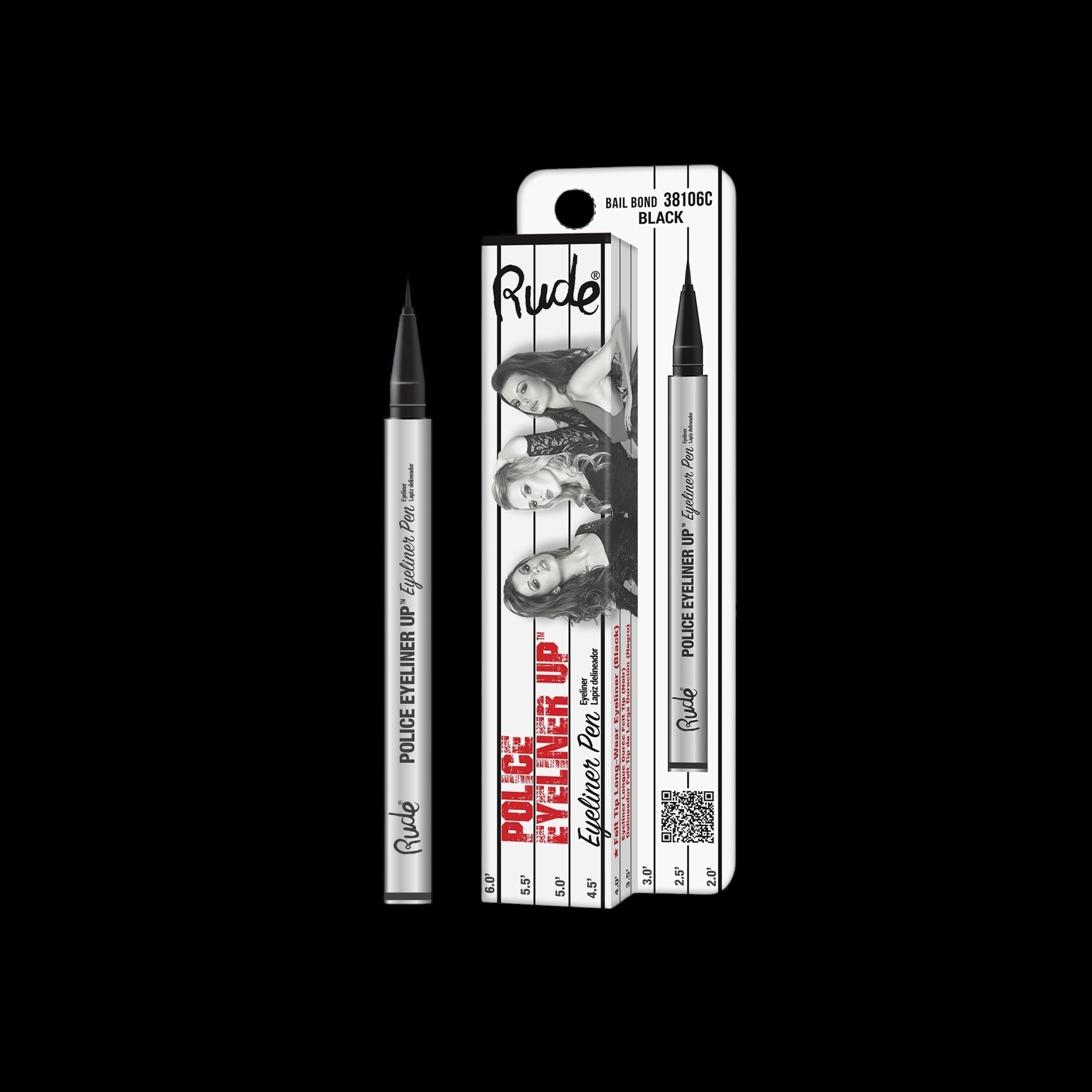 RUDE Police Eyeliner Up Eyeliner Pen - Bail Bond (Black) CARDED by VYSN