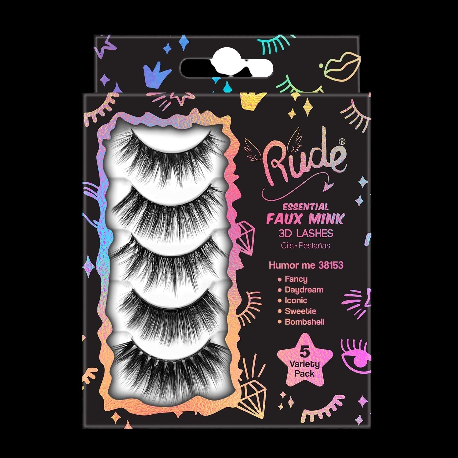 Rude Essential Faux Mink 3D Lashes 5 Multi-Pack - Humor Me by VYSN
