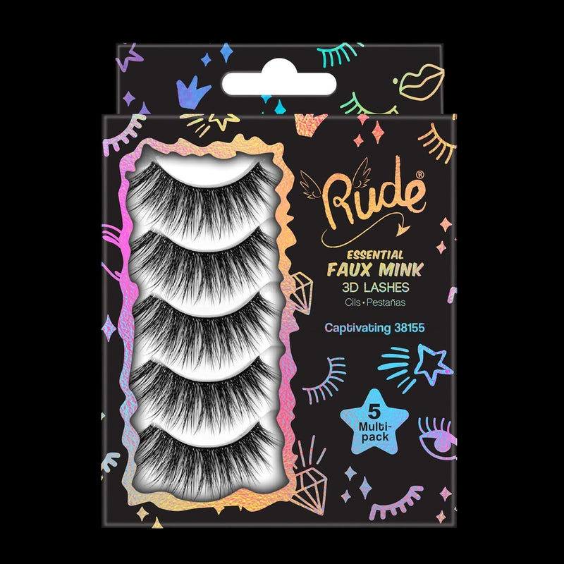 Rude Essential Faux Mink 3D Lashes 5 Multi-Pack - Captivating by VYSN