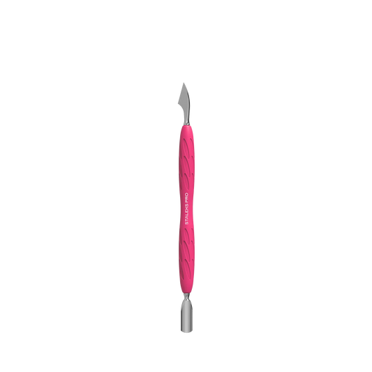 Manicure Pusher With Silicone Handle "Gummy" UNIQ 10 TYPE 3 (Narrow Rounded Pusher + Hatchet) -PQ-10/3- STALEKS