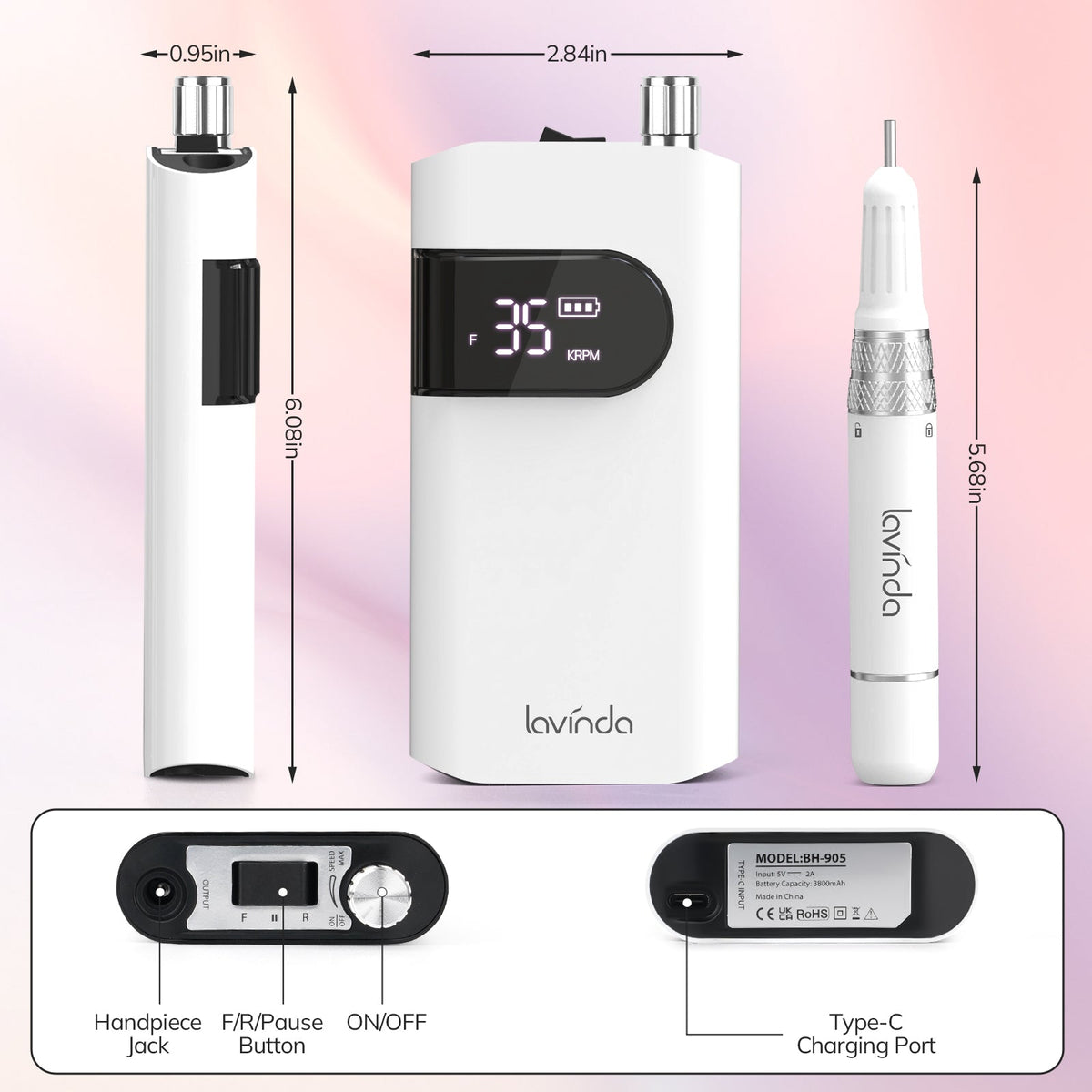 Wand™ Nail Drill - White - 35,000 RPM Rechargeable
