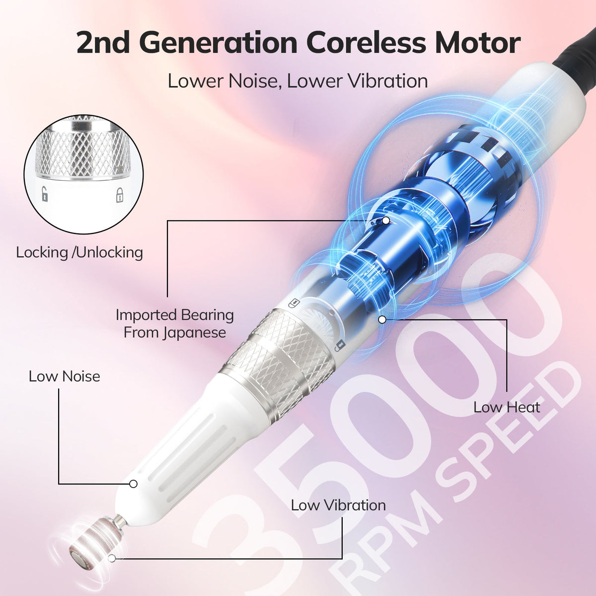 Wand™ Nail Drill - White - 35,000 RPM Rechargeable