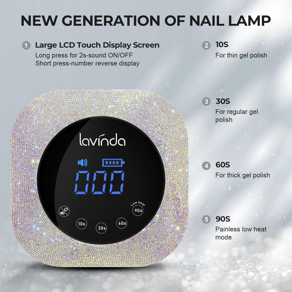 Crown™ Nail Lamp & Wand™ Nail Drill Bundle – Crystal Diamond by Lavinda