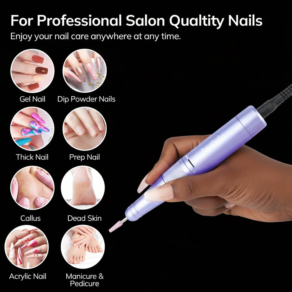 Wand™ Ease Nail Drill - Metallic Purple - 35,000 RPM Rechargeable by Lavinda