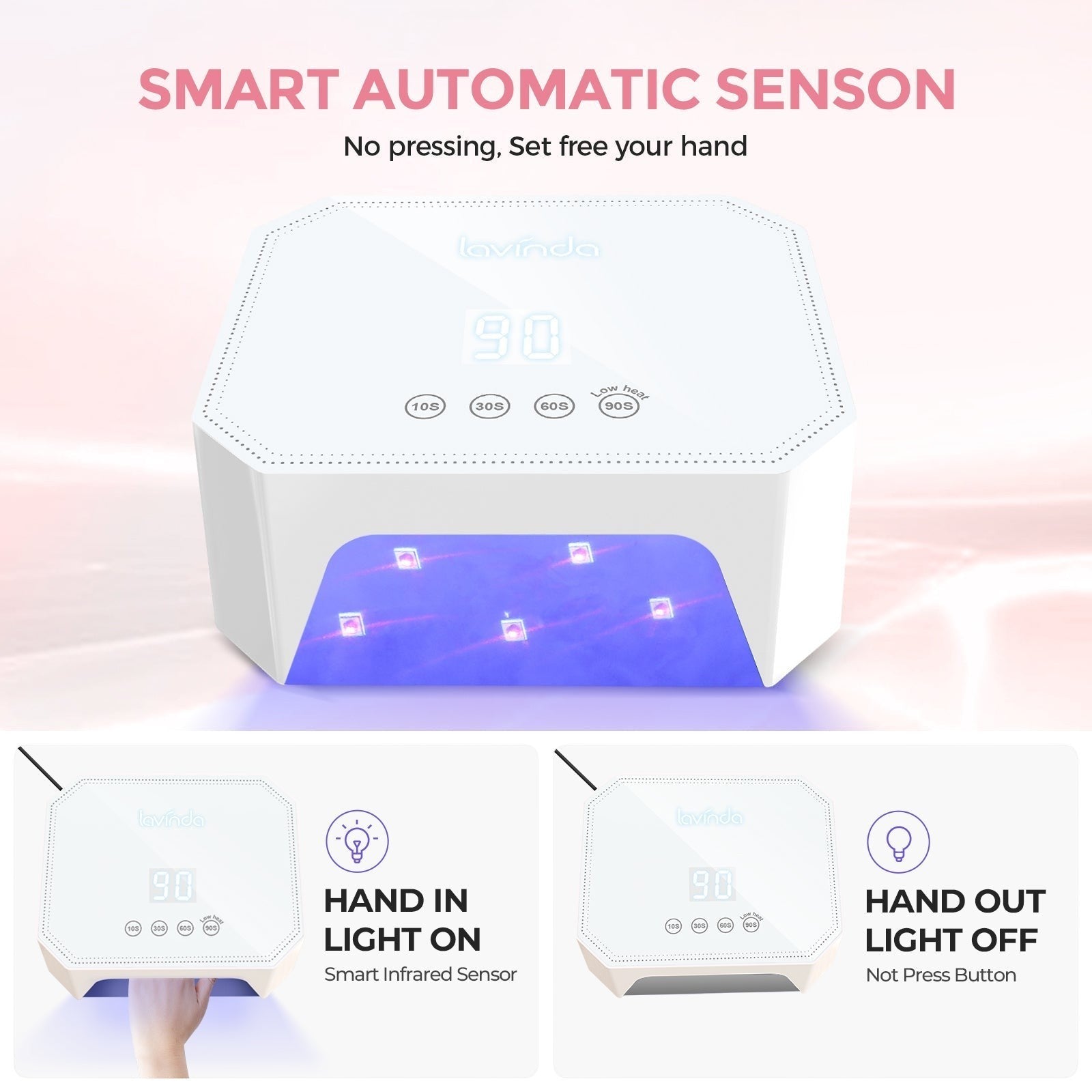 Lumina™ Nail Lamp - White - Plug-in UV/LED by Lavinda
