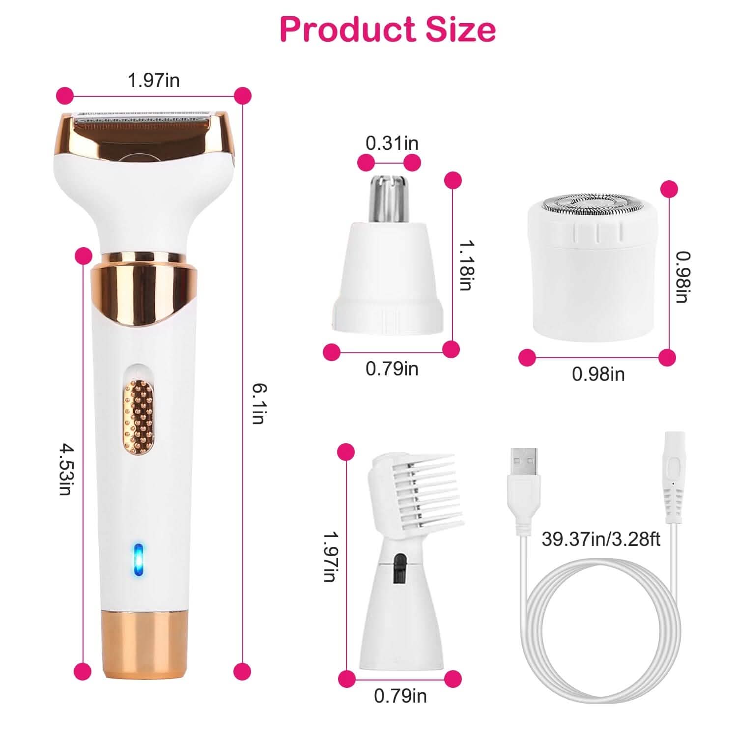 4-in-1 Women Electric Hair Shaver USB Rechargeable by DailySale