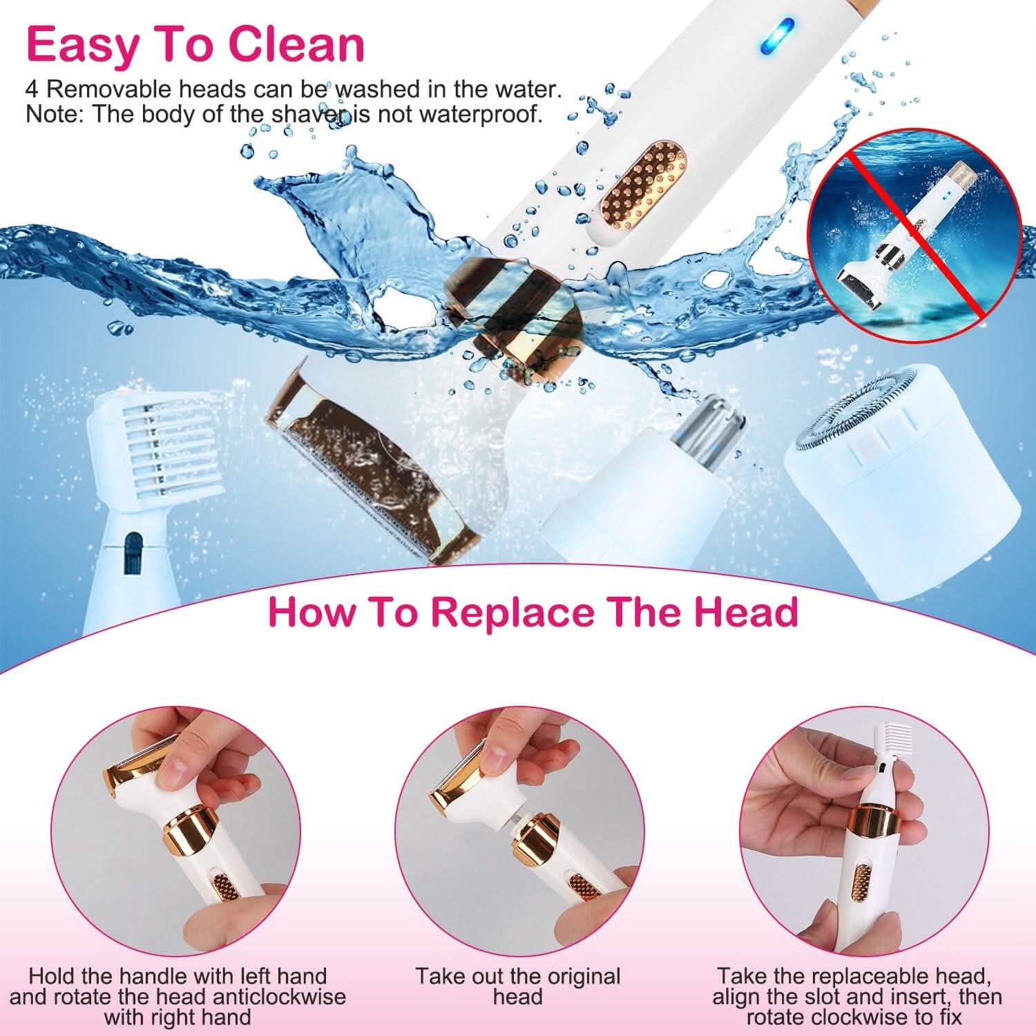 4-in-1 Women Electric Hair Shaver USB Rechargeable by DailySale