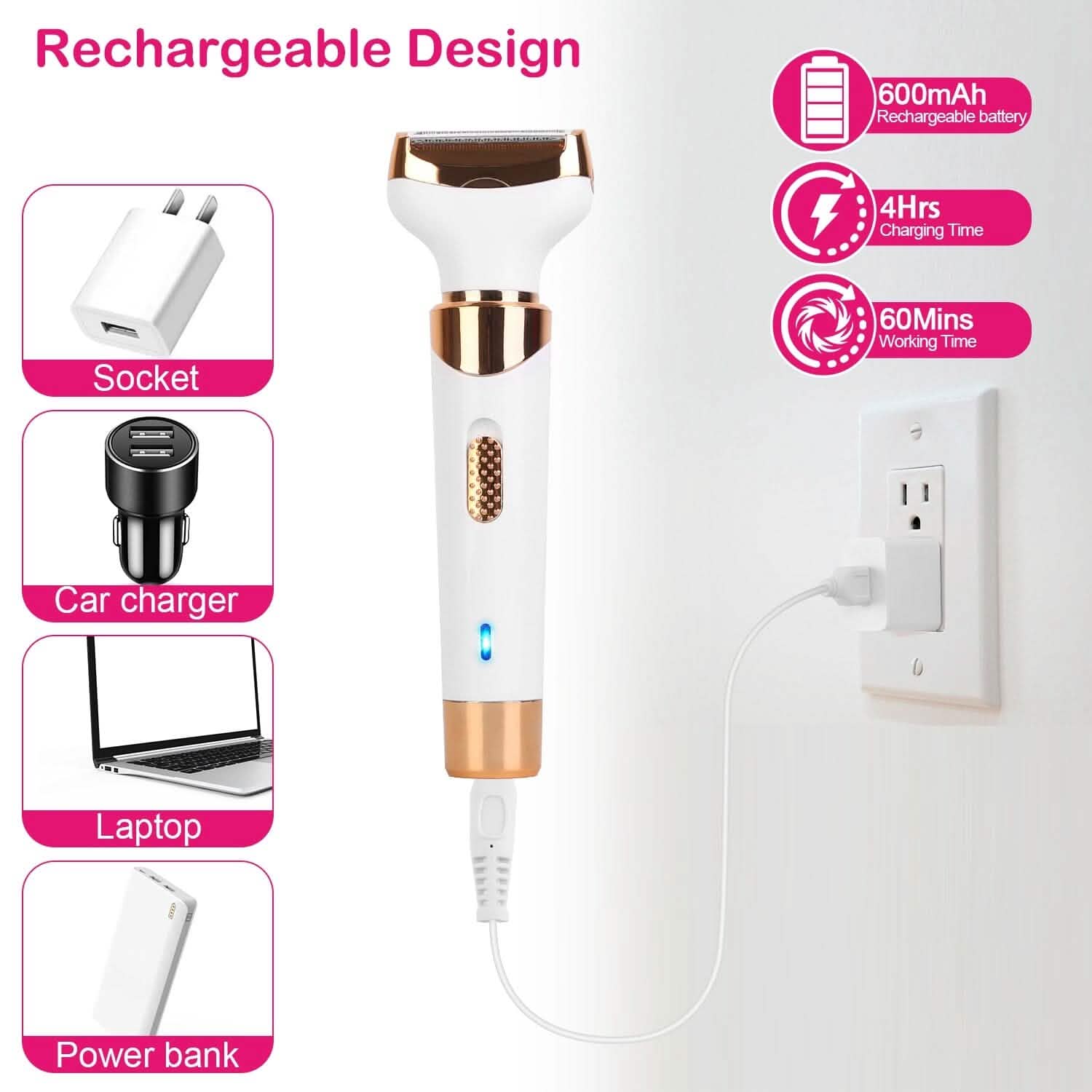 4-in-1 Women Electric Hair Shaver USB Rechargeable by DailySale