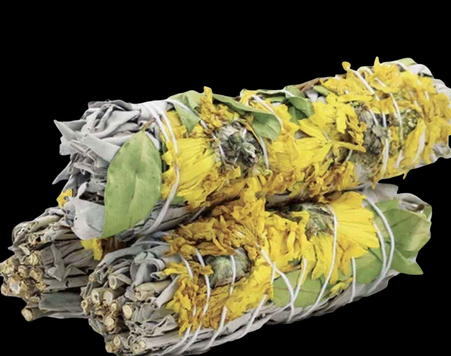 Sunflower (Dandelion) White Sage Smudge Stick (4 in.) by Sacred Crystals