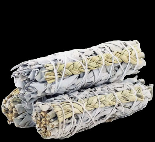 Sweetgrass w/ White Sage (Organic) Smudge Stick (4 in.) by Sacred Crystals