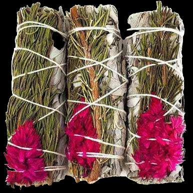 Rosemary, Pampas Plume & White Sage Smudge Stick (4 in.) by Sacred Crystals