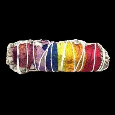 7 Chakra Rose Petals & White Sage Smudge Stick (4 in.) by Sacred Crystals