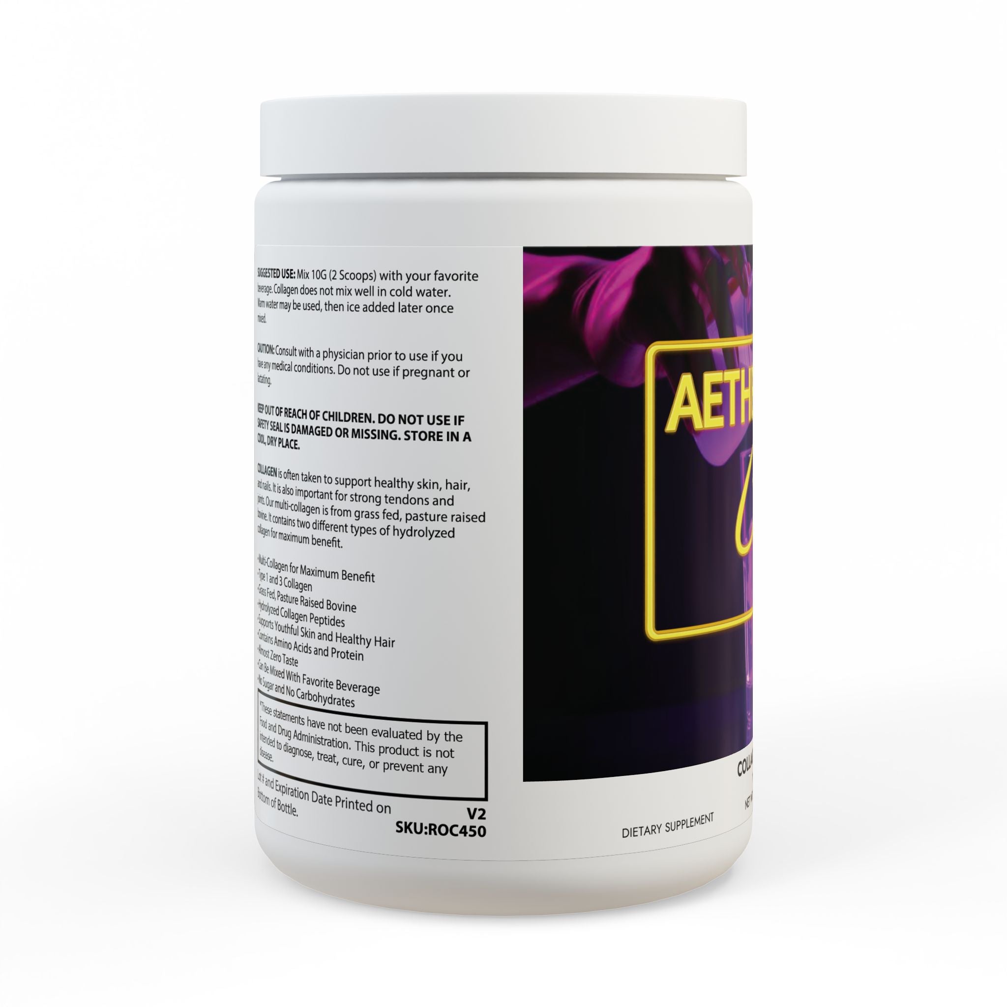 AetherLux Collagen Peptides Type I & III Supplement (350g, 12.3oz)