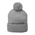 '777' Pom-Pom Knit Cap — Grey Winter Beanie