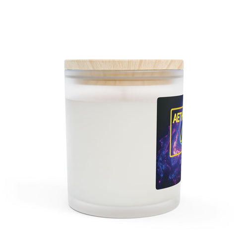 Black Berry Vanilla Frosted Glass Candle, 11oz by Printify