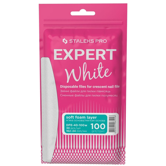 DISPOSABLE FILES CRESCENT NAIL FILE (SOFT BASE) EXPERT 40 (30 PCS) DFE-40 W- STALEKS™