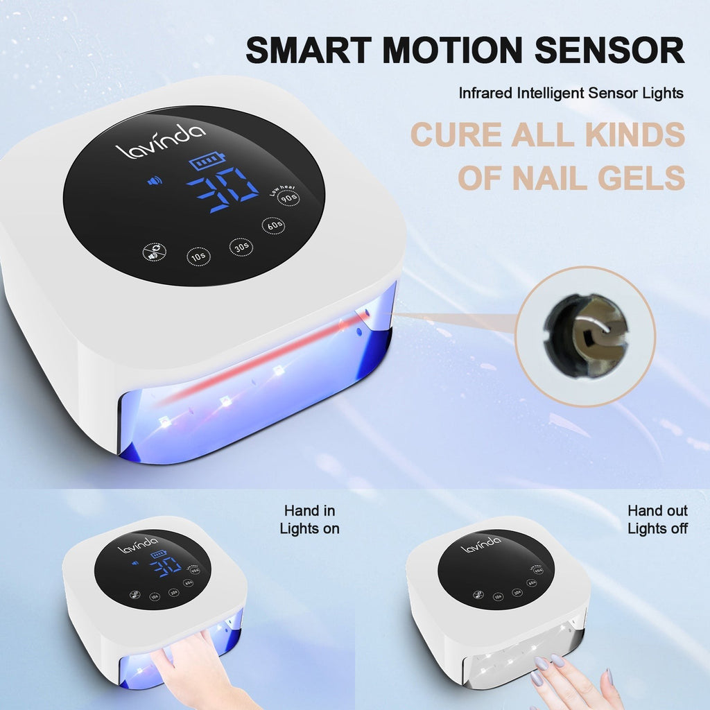 Crown™ Nail Lamp - White - 54W Rechargeable UV/LED by Lavinda