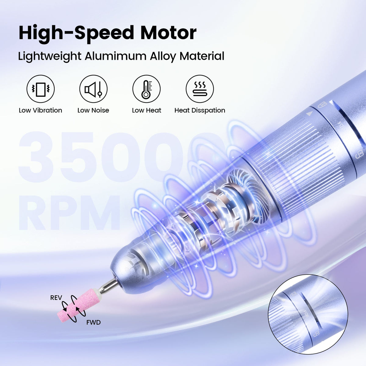 Wand™ Air Nail Drill - Purple - 35,000 RPM Rechargeable