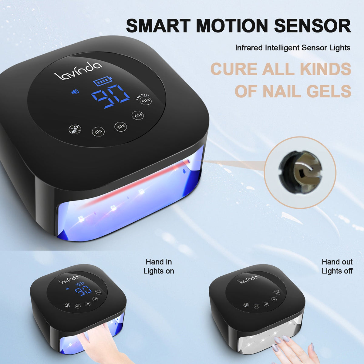 Crown™ Nail Lamp - Black - 54W Rechargeable UV/LED