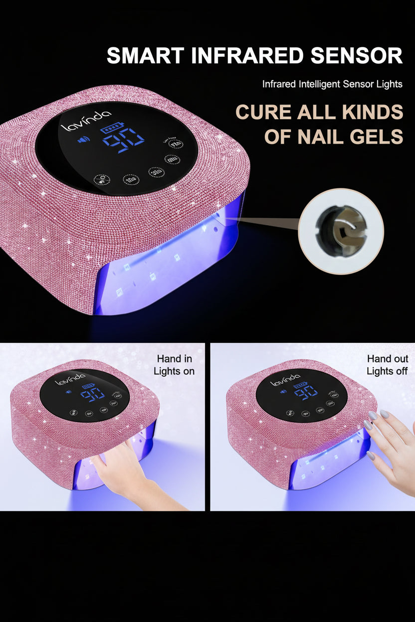 Crown™ Nail Lamp - Pink Diamond - 54W Rechargeable UV/LED by Lavinda