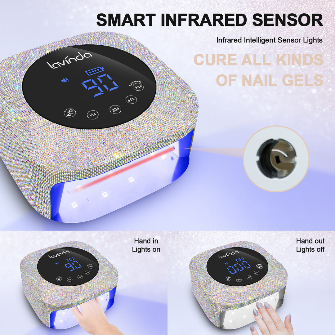 Crown™ Bling Nail Lamp - Crystal Diamond - 54W Rechargeable UV/LED