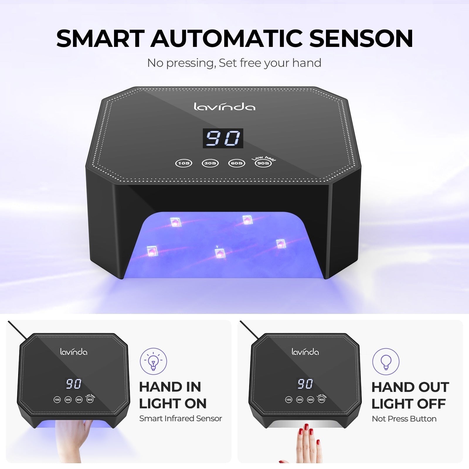 Lumina™ Nail Lamp - Black - Plug-in UV/LED by Lavinda