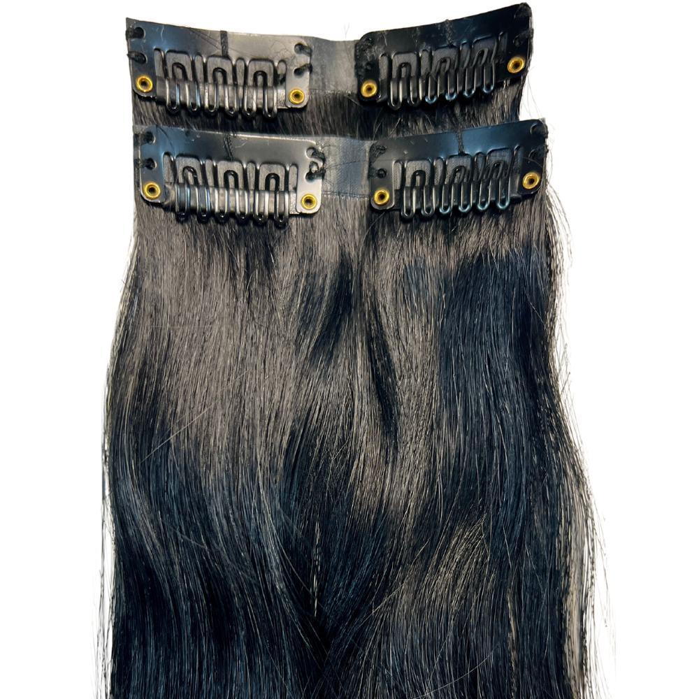 Natural Black Seamless Clip-In 100% Human Hair Extensions by Private Label