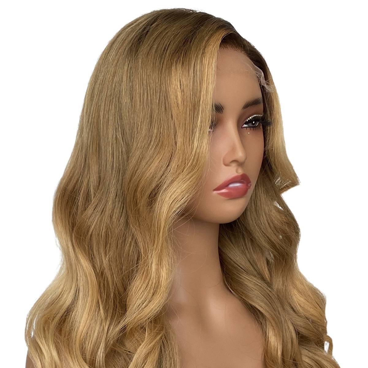 Honey Blonde Ombre Wavy 5x5 HD Lace 100% Human Hair Closure Wig by Private Label