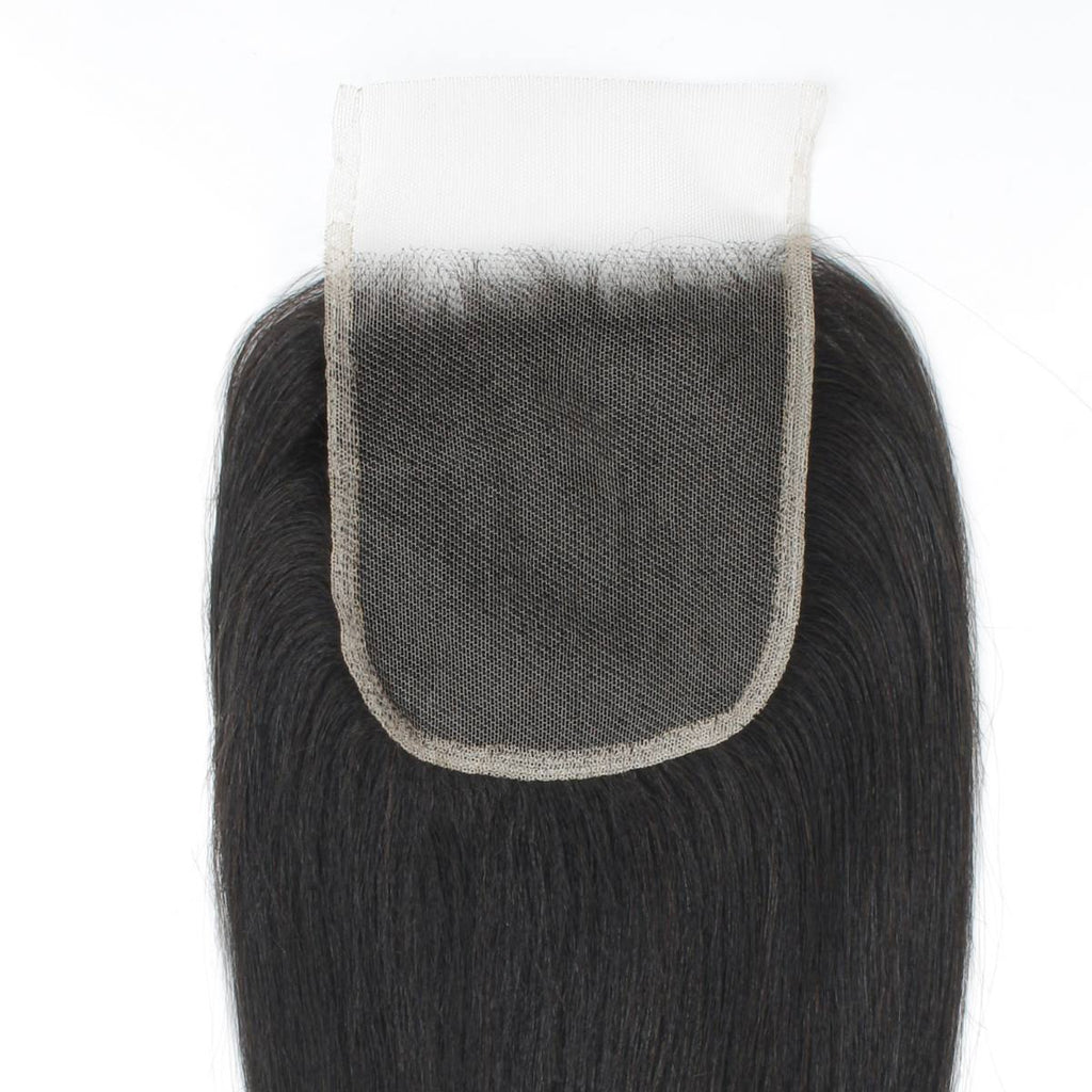 Yaki Straight 4x4 Transparent Lace Human Hair Closure by Private Label
