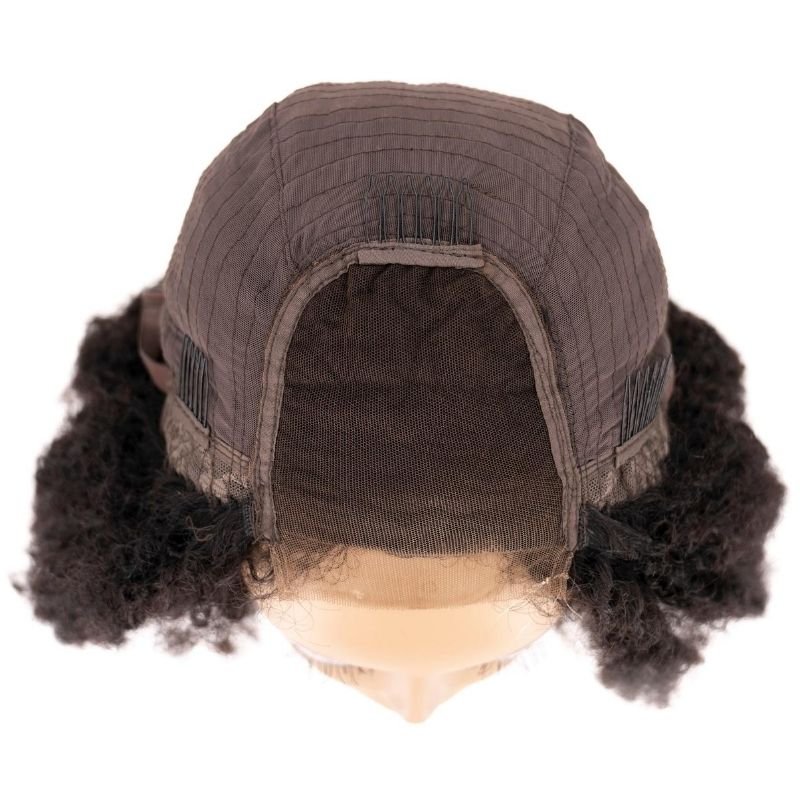 Afro Kinky Curly 4x4 Transparent Lace 100% Human Hair Closure Wig by Private Label