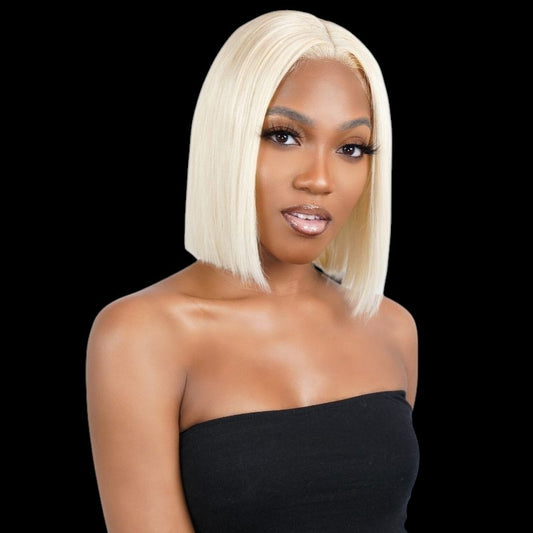 Blonde Straight 4x4 Transparent Lace 100% Human Hair Bob Wig by Private Label
