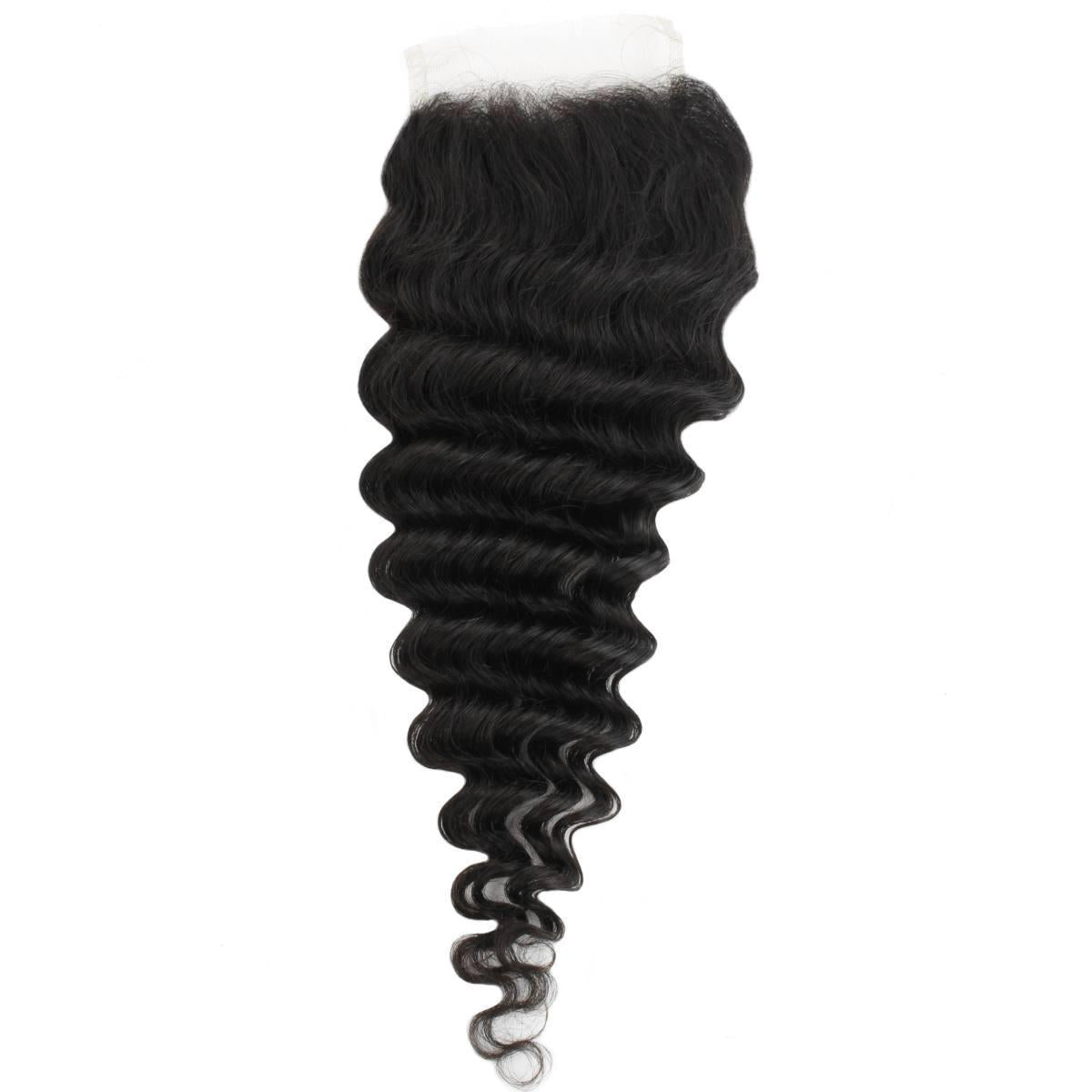 Deep Wave 4x4 Transparent Lace Human Hair Closure by Private Label